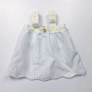 Vintage Healthtex Tank Top Baby Girls Sz 6m White Eyelet Boho Basic Casual